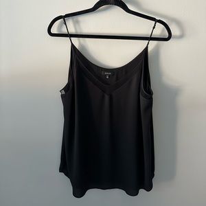 BABATON - Black Tank Top with Mesh Neckline
